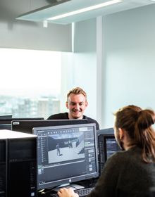 University Centre Leeds students 3d modelling at computers