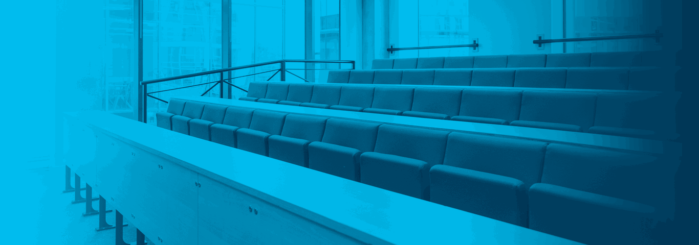 lecture hall, empty seats with gradient over lay