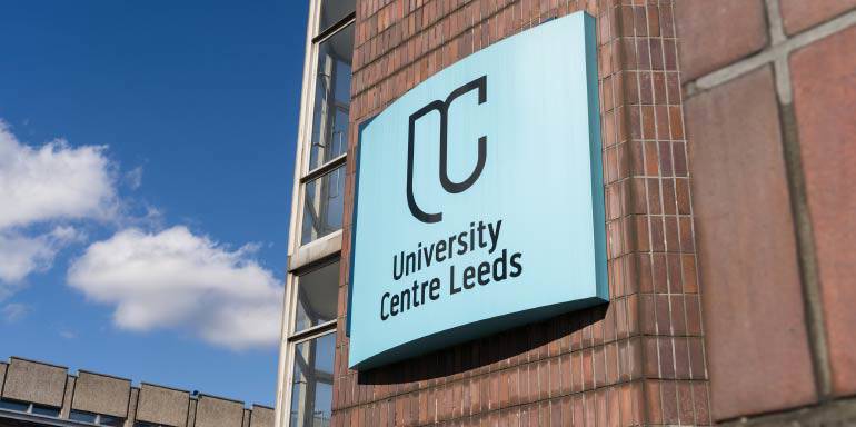 University centre leeds sign on side of building